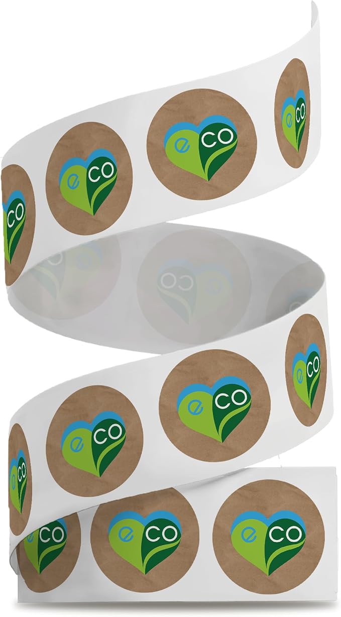 1.5 Inch Round 500 Count Eco Green Perforated Roll Stickers - Thank You Labels for Favors - Packing Thank You Stickers for Small Business Store Owners