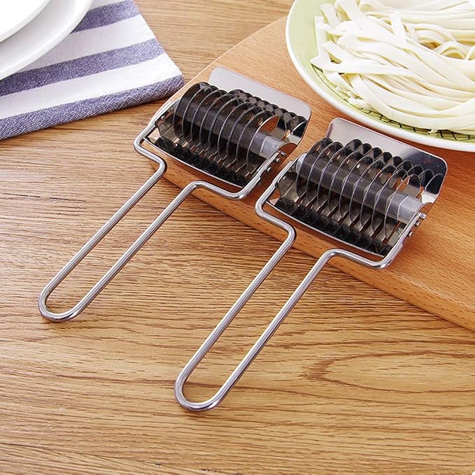 Pasta Maker Stainless Steel Noodle Lattice Roller Pastry Wheel Cutter Spaghetti Maker for Kitchen Cooking Tools (6.30 * 2.76 * 1.22inchs)