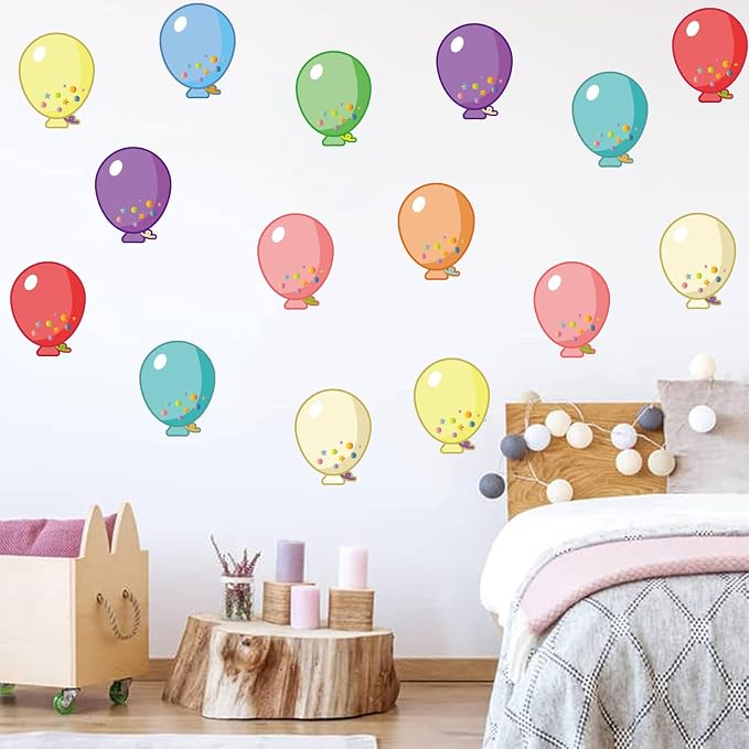 Vuzvuv 90Pcs 5In Balloon Paper Cutouts with 180Pcs Glue Points,Balloon Cut Outs Bulletin Board Decorations for Birthday Party Theme Decor Supplies