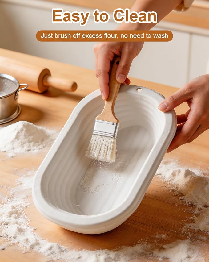 2 Pcs Banneton Bread Proofing Baskets, Sourdough Basket, Oval, 11 Inch | Banneton Basket Set, Proofing Basket for Sourdough & Artisan Bread Baking, Non-Stick, Made with Eco-friendly Sugarcane Pulp