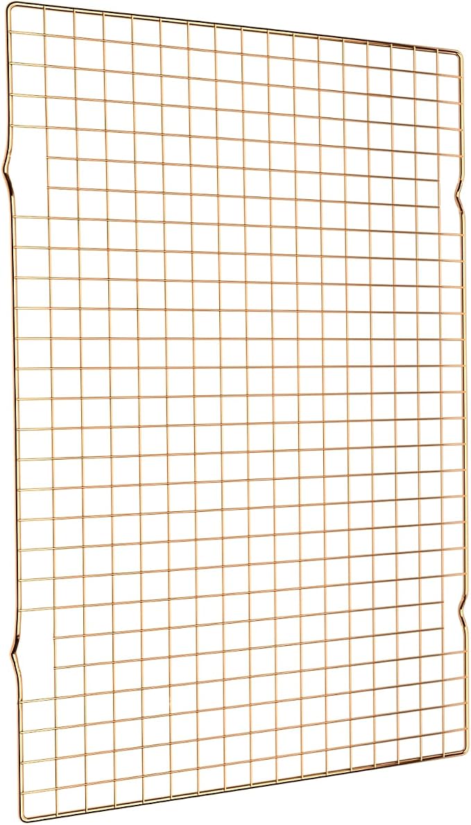 BRIOUT Cooling Rack for Baking, 16x10 Inches Baking Rack, Thick Wire Cookie Rack for Cooking, Roasting, Grilling, Drying, Oven Safe, Fits Half Sheet Pan, Gold