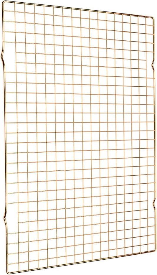 BRIOUT Cooling Rack for Baking, 16x10 Inches Baking Rack, Thick Wire Cookie Rack for Cooking, Roasting, Grilling, Drying, Oven Safe, Fits Half Sheet Pan, Gold