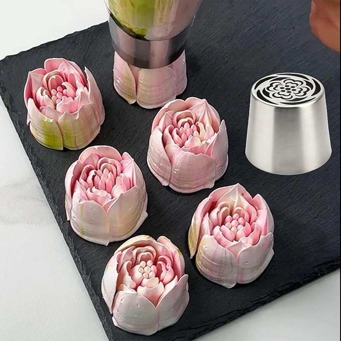 3Pack Extra Large Russian Piping Nozzles, Stainless Steel Flower Icing Tips for Cake Decorating, Baking Tools for Desserts & Cookies