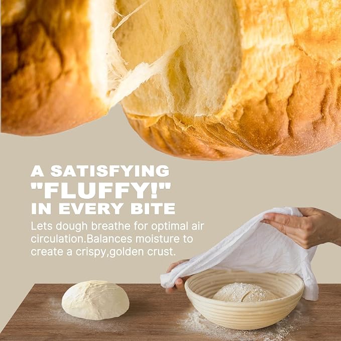9-inch Round Rattan Banneton Bread Proofing Basket Set of 2 D'ita Handmade Sourdough Proofing Bowls for Artisan Baking Home Bakers