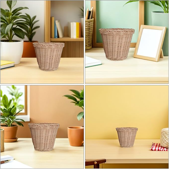 DOITOOL Indonesian Rattan Storage Basket for Countertop and Bathroom, Moisture Resistant and Portable Woven Home Decor Basket for Living Room and Picnic Organization