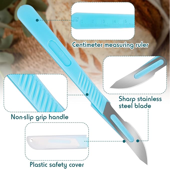 2 Pcs Sourdough Bread Lame Scoring Tool 6'' Bread Lame Scorer Tool Stainless Steel Blades with Protective Cover for Sourdough Dough Scoring for Homemade and Bakery Use (Blue)