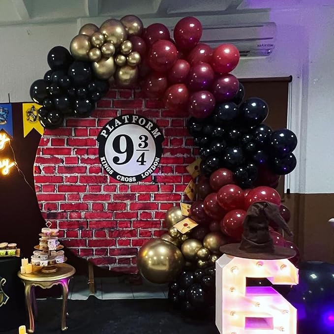 Burgundy Balloon Arch Garland Kit 154pcs Burgundy Maroon Black Gold and Confetti Balloons In Different Sizes for Wedding Valentines Day Baby Shower Birthday Party Decorations