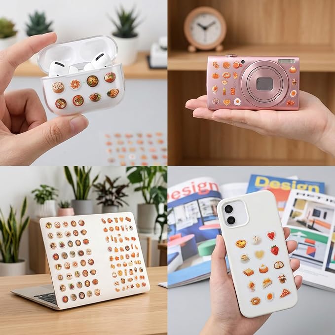 2000+ Cute Mini Sticker Pack, 36 Sheets Tiny Food & Snack Stickers,5mm Transparent Pet Stickers Including Fruits, Drinks, Desserts, Bread, Sushi and More for Journaling, Scrapbooking, DIY Decoration