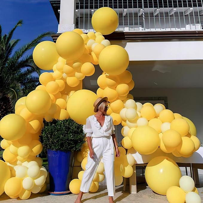 PartyWoo Mustard Yellow Balloons 100pcs 12 Inch Boho Netural Fall Balloons for Birthday Engagement Baby Shower Anniversary Bee Sunflower Little Cutie Thanksgiving Party Decorations Yellow-F57