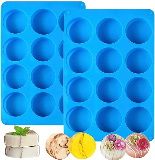 2 Pack 12 Cavity Silicone Soap Molds, Ice Cube Mold, Half Sphere Silicone Baking Mold for Soap,Making Bath Bomb,Ice Cream,DIY Handmade Soap&Candy,Chocolate Bombs(12-hole round)