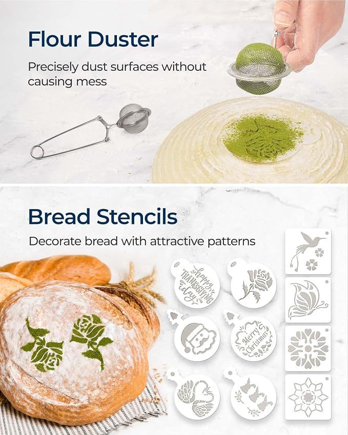 Lorzon Proofing Baskets with Sourdough Starter Jar Kit, 10" Round & 11" Oval Plastic Bannetons, Sourdough Bread Baking Supplies