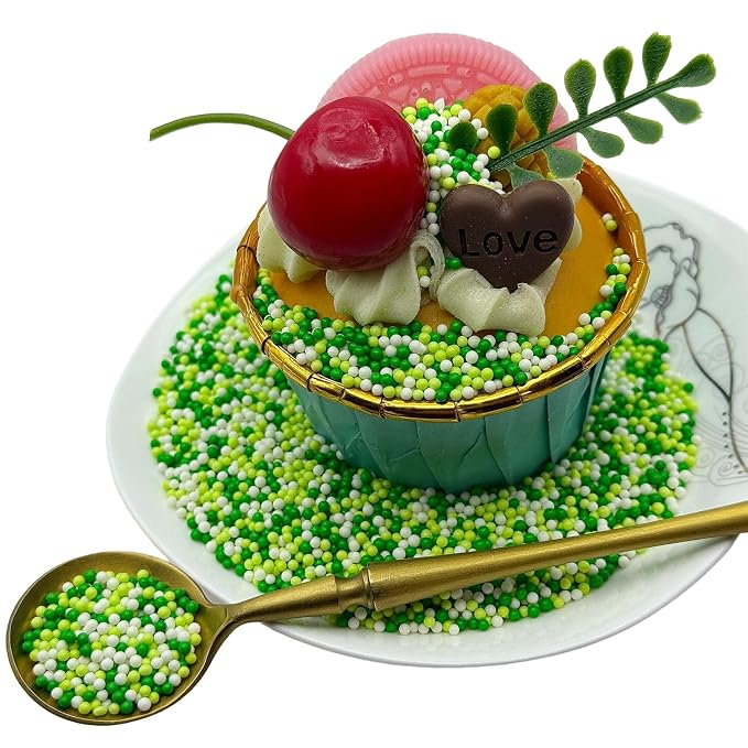 CandiJumpin 2mm Edible Green and White Pearls, Green White Nonpareils Sprinkles St. Patricks Day Decorations Small Pearl Sprinkles for Cake Decorating Mini Sugar Pearls for Baking Baby Shower Party Wedding Christmas Supplies 3 OZ