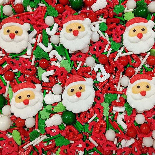 Homankit Christmas Sprinkles for Cake Decorating Edible Santa Claus Candy Sprinkle Mix Cake Cupcake Toppers Cookie Dessert Decorations with 6 Pieces Santa Claus