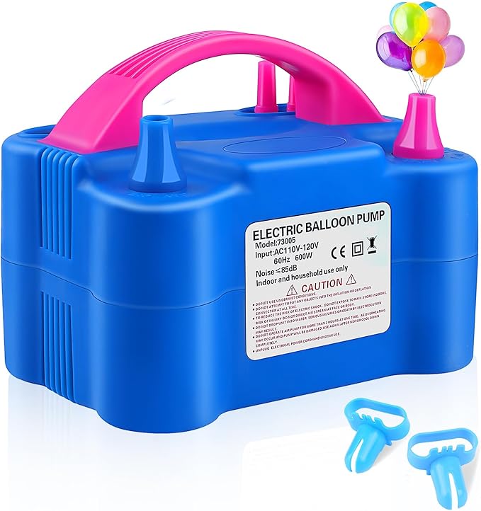 Balloon Pump Electric,110V 600W Balloon Blower Inflator Dual Nozzle Air Pump Balloons Inflator for Decoration, Party, Sport,Gifts:2 Balloon Tying Tools