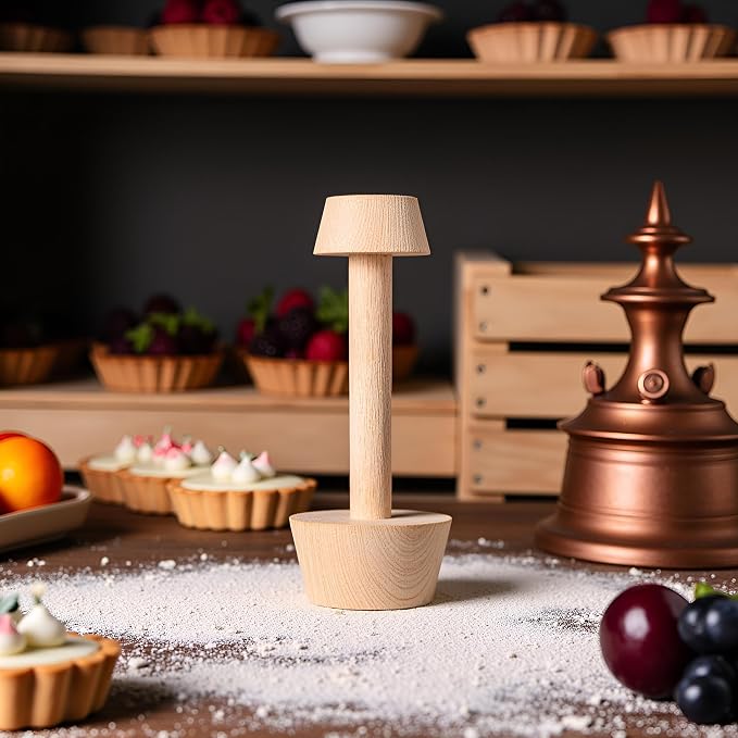 Jinshining Tart Tamper Pastry Tamper Double Side Wooden Egg Tart Tamper Mold DIY Cake Pastry Pusher for Kitchen Party Baking Tools, Pie, Tart and Quiche Pans, 1
