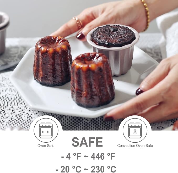 CHEFMADE Canele Mold Cake Pan, 2.6-Inch Non-Stick Canele Muffin Bakeware Cupcake Pan for Oven Baking (Champagne Gold)