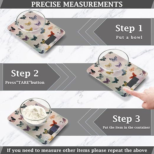 Food Scale Kitchen Scale Food Weight Scales Digital Weight Grams and Ounces Small Electronic Food Scale for Baking Cooking Vintage Beige Butterflies