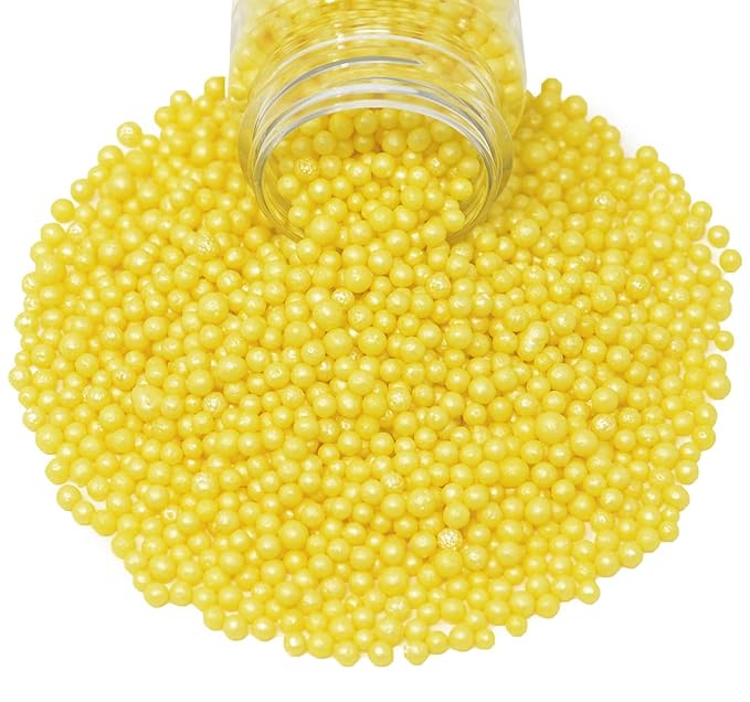 Mystic Sprinkles 4mm Sugar Pearls 4oz Bottles (Sunshine Yellow 4mm Sugar Pearls 4oz)