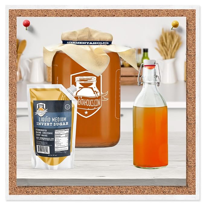 Fermentaholics Liquid Invert Sugar Syrup - Great For Fermentation, Baking, Sweetening, Candy Making, Ice Cream - 20 fl oz - Ferment Hard Seltzer - Inverted Sugar Syrup Resealable Easy Pour Spout (1)