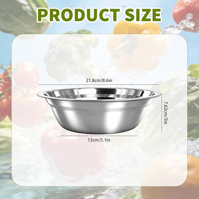 14 Pcs Stainless Steel Mixing Bowls Bulk, 8.66 x 5.1x 3 Inch Silver Metal Salad Bowl, Reusable Nesting Container, Food Baking Container, for Hotel Restaurant Home Kitchen