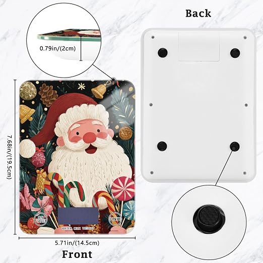 Food Scale Kitchen Scale for Baking Cooking Digital Food Weighing Measuring Scale Small Waterproof Electric Food Scale Santa Claus Lollipop Baubles