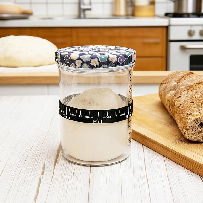 6Pcs Sourdough Starter Jar Cover 4 IN,Reusable Beeswax Bowl Covers,100% Organic Cotton & Natural Beeswax,Cotton Bread Fermentation Container,Bread Baking Supplies,Suitable for 3-4 In Mason Jars