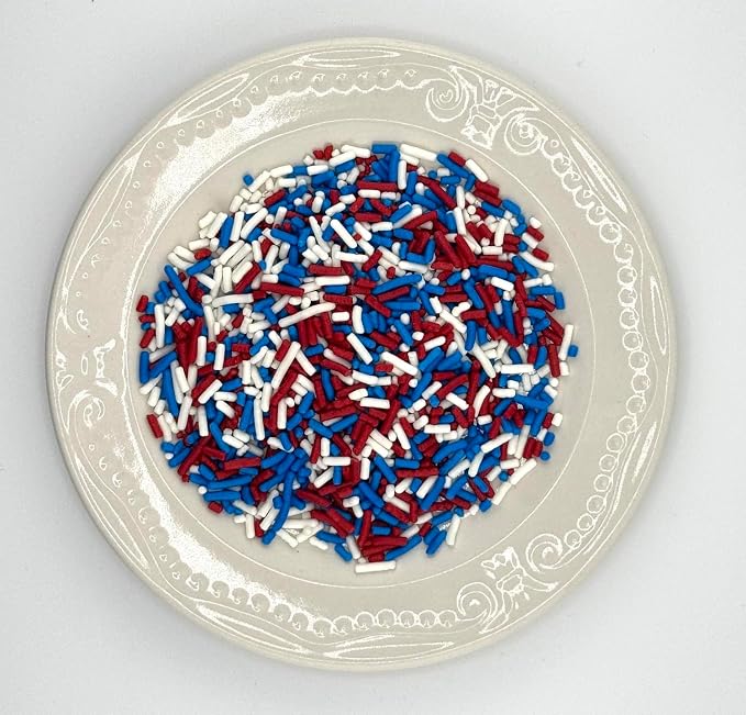 Red White and Blue Sprinkles 4oz pack for Cakes, Cupcakes, Cookie Decorations, Ice Cream and Donut Toppings Edible Decorating Baking Supplies - American Patriotic Mix