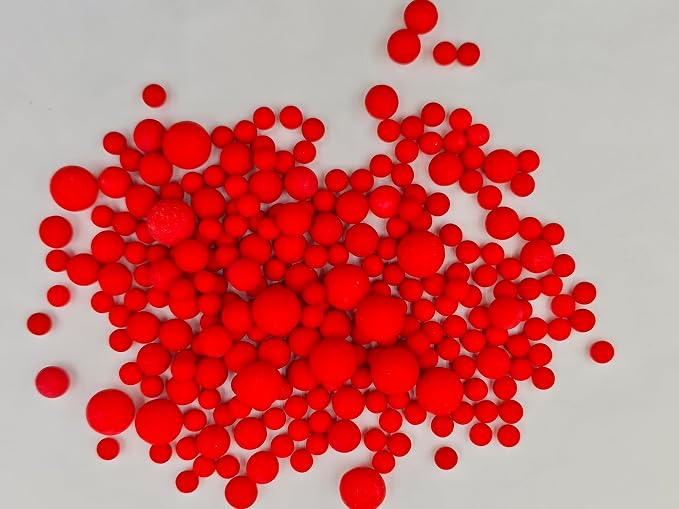 Mixed Edible Red Pearl Sugar Sprinkles, 4.23 oz Candy Pearls Ideal for Baking, Cake and Cupcake Toppers, Cookie Decoration, Ice Cream Topping (7,10,14mm)