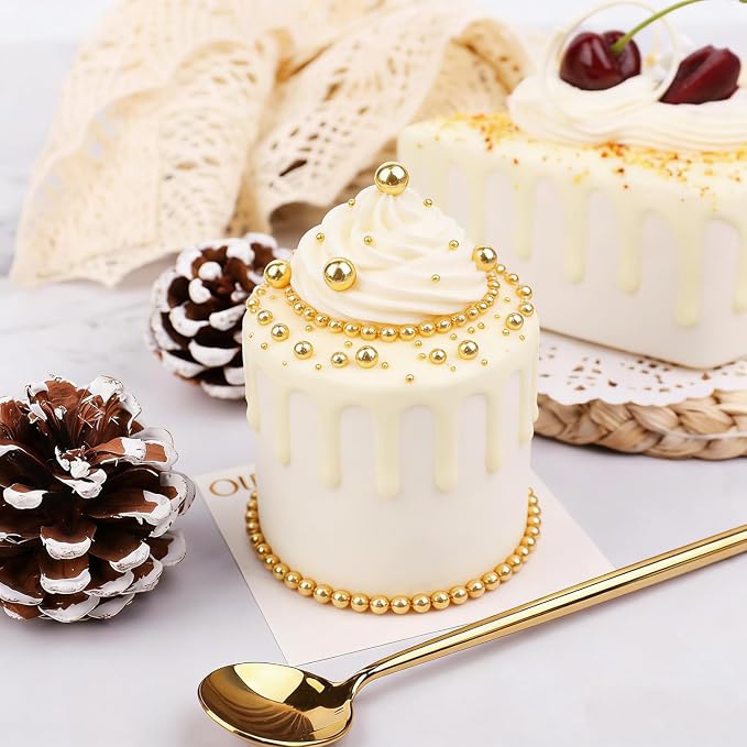4 Sizes Sugar Gold Pearl Sprinkles for Cake Decorating- 4.8 oz (2mm, 4mm, 7mm, 1cm) Pearl Sugar Sprinkles for Cupcake Cookies Ice Cream Donuts Baking Topping