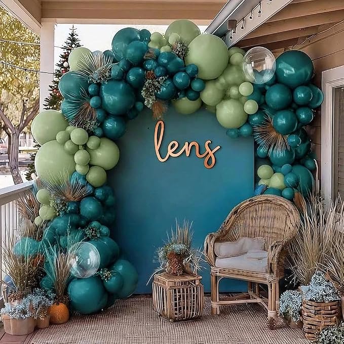 Teal Balloon Garland Arch Kit Double Stuffed, Dark Turquoise Teal-Green Aqua Balloon Different Sizes 18/12/5 Inch for Baby Shower Birthday Wedding Bridal Summer New Year Party Decoration