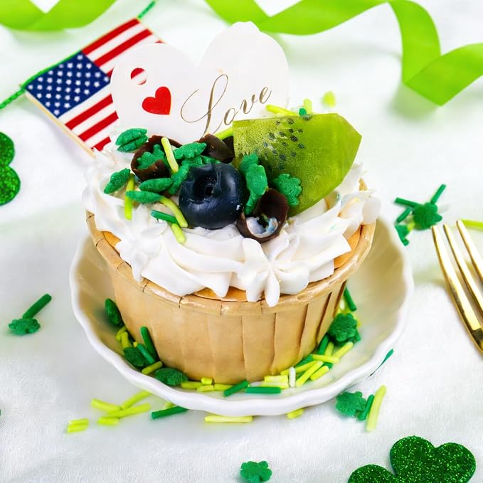 Shamrock Sprinkles for Cake Decorating, St Patricks Day Sprinkles Mix Green Jimmies and Shamrock 4oz, Perfect for Cupcake, Cookies, Ice Cream, Donuts Toppings