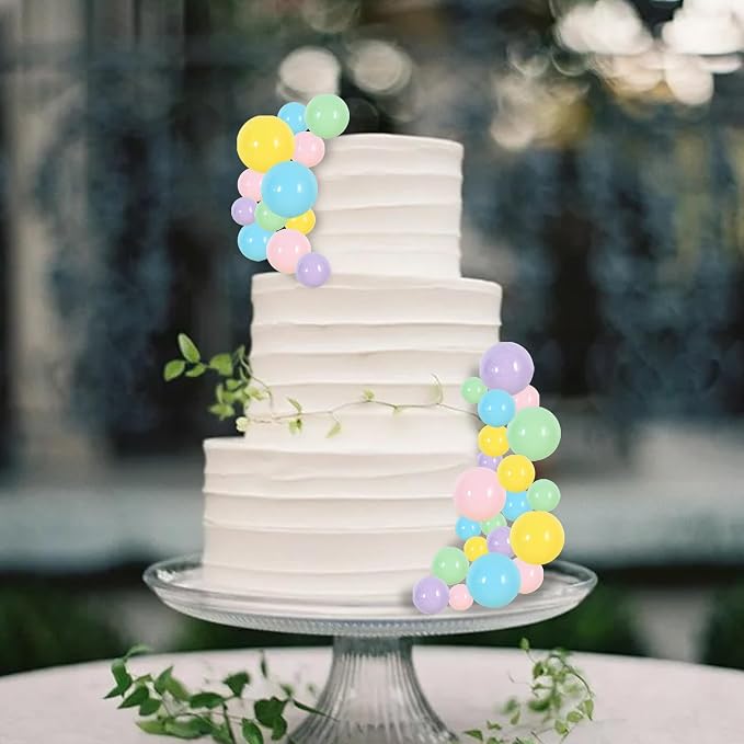 BEISHIDA 40 Pcs Foam Ball Cake Toppers with Sticks Mini Cake Decorations for Birthdays, Easter, Weddings, Baby Showers, Spring, Anniversary Party Supplies (Pastel Color)