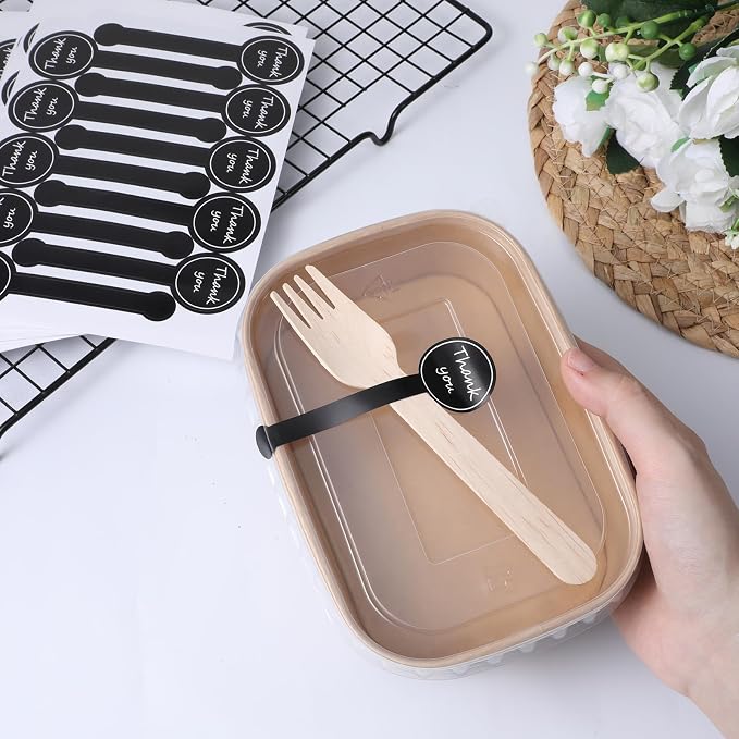 300 PCS Tamper Evident Labels for Food Packaging, Handmade Food Long Baking Seal Labels Black Self-Adhesive Foods Label for Bakery, Candy, Artisan Crafts Decorative Label
