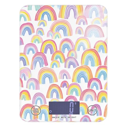 Food Scale Kitchen Scale for Baking Cooking Digital Food Weighing Measuring Scale Small Waterproof Electric Food Scale Gradient Cute Rainbows