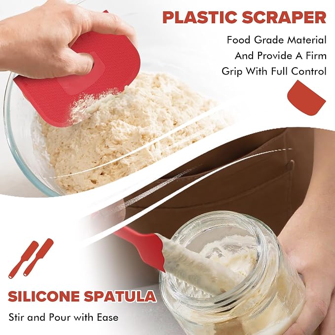 RYTOXILO Sourdough Starter Jar Kit, 50 Oz Glass Large Sour Dough Jars Wide Mouth for Beginners, 10 Pcs Bread Starter Container Set with Bamboo Lid, Sourdough Jar with Bread Baking Supplies Accessories
