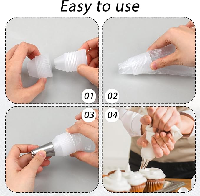 Oruola 50Pcs Cake Tips for Decorating, 48 Different Patterns Stainless Steel Cake Decorating Tips and 2 Reusable Plastic Coupler for Cake & Cupcake Cookies Decorating, Cake Piping Tips Set