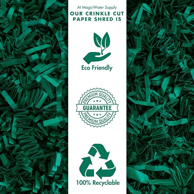 MagicWater Crinkle Cut Paper for Gift Baskets - 2LB - Forest Green - Perfect for Shredded Paper Filler, Basket Filler, Gift Boxes, Bridesmaid Gifts, Christmas Stuffers & More – Ideal for All Occasions
