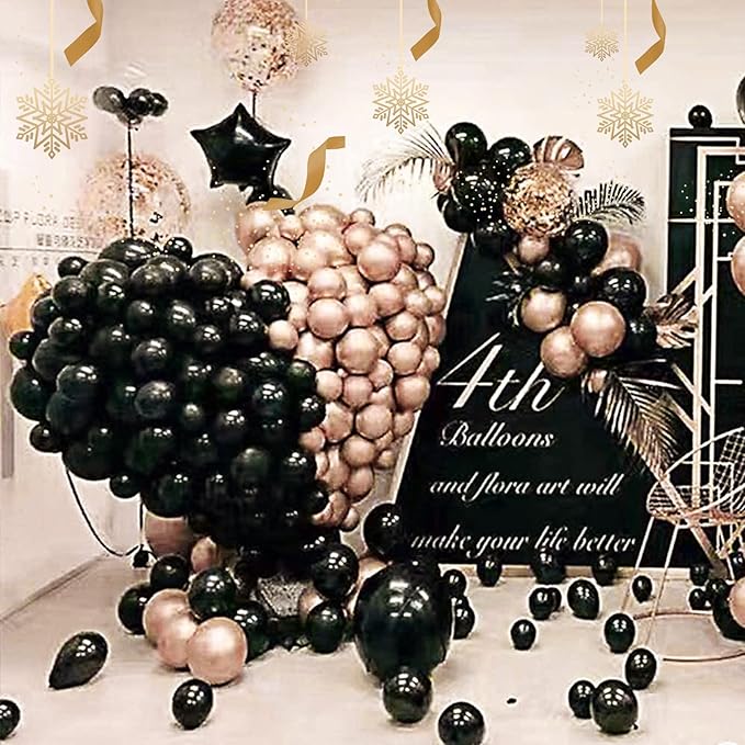 KAWKALSH Black Balloon Arch Kit 111Pcs 18 12 5 Inch Latex Party Balloons Garland for Birthday Baby Shower Wedding Engagement Anniversary Christmas Party Decorations