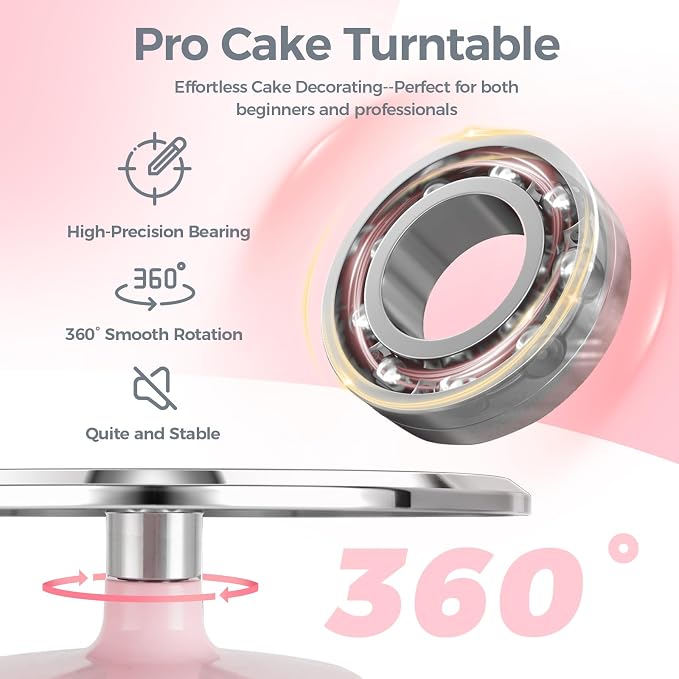 Ohuhu Cake Stand, Aluminium 12''Cake Turntable Decorating Bakery Supplies - BPA-Free Frosting Spinner Rotating Revolving Lazy Susan Perfect Gifts