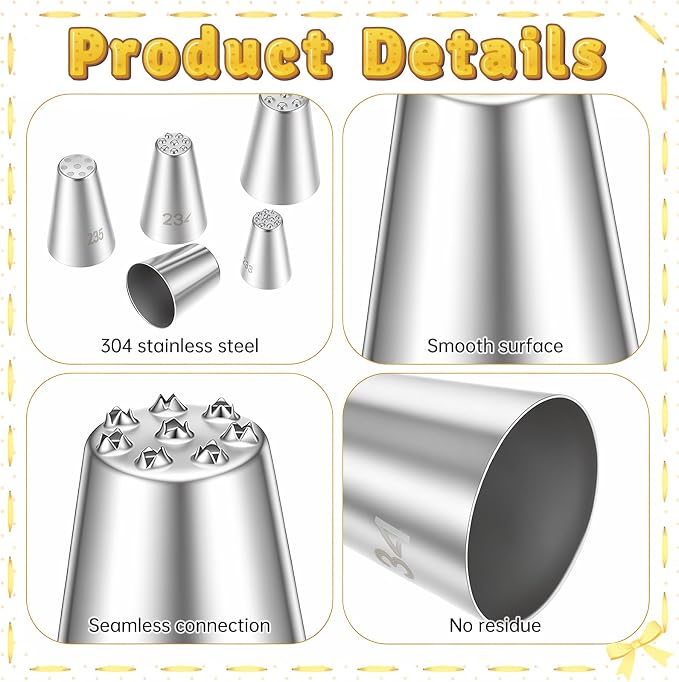5Pcs Grass Piping Tip for Cake Decorating, Cake Decorating Tips Piping Tips Set, Grass Icing Tip for Frosting Cupcakes Hair Fur