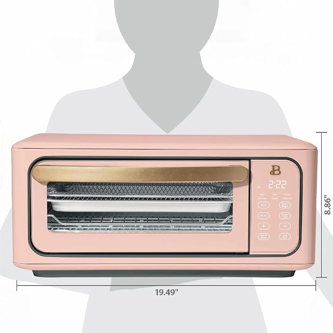 Infrared Air Fry Toaster Oven 9 Slice, 1800W Countertop Oven with Convection & Air Fry Functions, Digital Touch Display, Multi Cooking Modes for Baking, Broiling & Reheating (Rose)