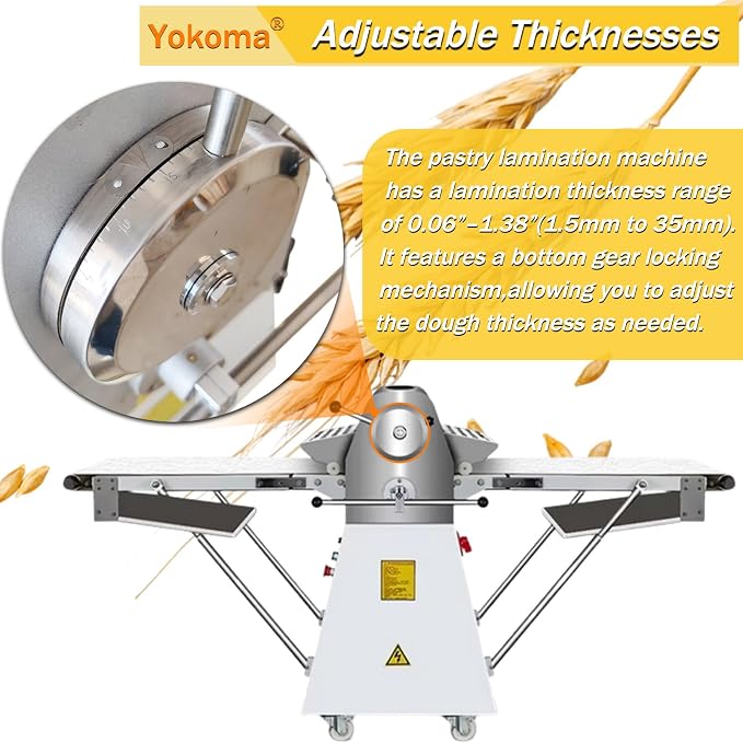 Dough Sheeter Machine Electric Dough Sheeter Roller Pastry Press Machine with 80.9x19.7" Conveyor Belt 0.06"-1.38" Adjustable Thickness for Making Croissant Pastry Foldable Design 220V 750W