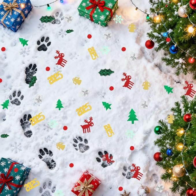 Christmas Glitter Confetti Party Decorations, Metallic Foil Snowflake Confetti for Christmas Table Decorations, Xmas Tree Santa Sequins Party Scatter for New Years Table Decor Winter Party Supplies