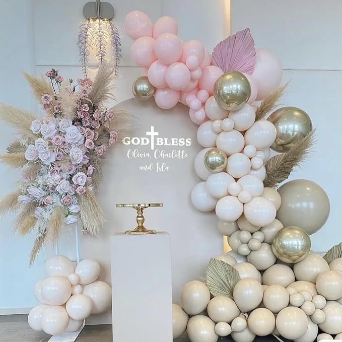 412pcs Sand White Balloon Garland Arch Kit 18 12 10 5 Inch Different Sizes Matte Neutral Latex Cream Balloons for Baby Shower Birthday Wedding Party Decoration