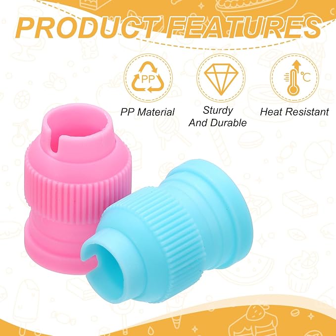 uxcell 6 Pcs Piping Tip Coupler, Small Couplers Icing Frosting Piping Bag Reusable Cake Baker Decor Tools Kit for Russian Flower Mouth Nozzles Pastry Cupcake Tips, White