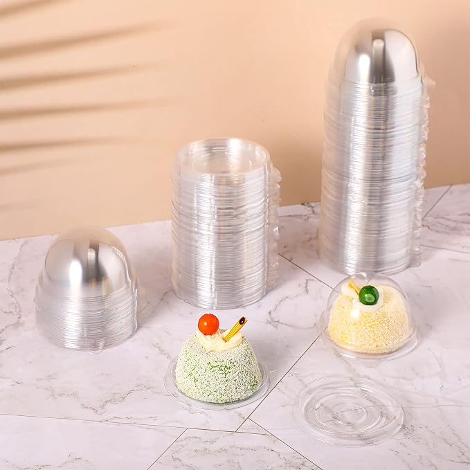Patelai 50 Pcs Clear Plastic Mini Cupcake Container, Mini Cupcake Box Muffin Dome Muffin Single Container Box for Wedding Birthday Cheese Pastry Dessert Cake (Clear)