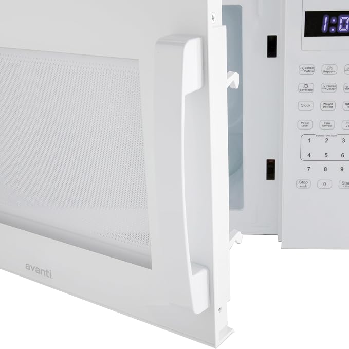 Avanti Microwave Oven 1000-Watts Countertop Compact with 9 Pre-Set Cooking Settings, Speed Defrost & By Weight, Electronic Control Panel and Glass Turntable, 1.5-Cu.Ft., White