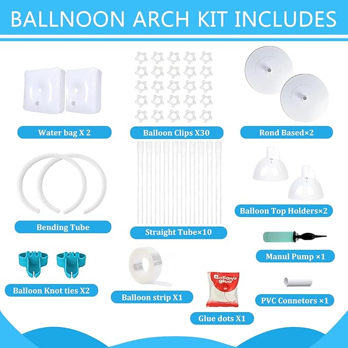 Balloon Arch Kit - Adjustable 8.2FT & 6FT Balloon Arch Stand with Base, Reusable Half Arch Balloon Stand Floor Frame for Birthday Wedding Baby Shower Holiday Graduation Events Decorations (White)