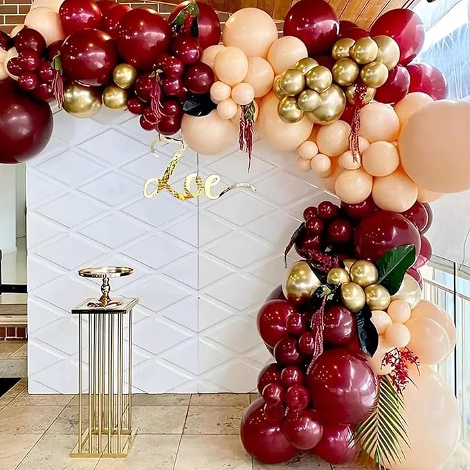 120pcs Burgundy Balloons, 18 12 10 5 inch Maroon Balloons Different Sizes Burgundy Balloon Arch Kit for Birthday Graduation Wedding Baby Shower Valentine's Day Party Decorations