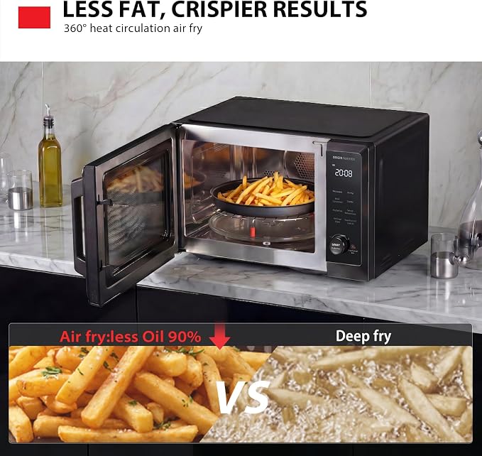 TOSHIBA OptiChef Classic All-in-One Countertop Microwave Air Fryer Combo for Small Kitchens 1.0 Cu.Ft 1000W–Origin Inverter Tech & Humidity Sensor, Convection & Broil Combi, Black Stainless Steel
